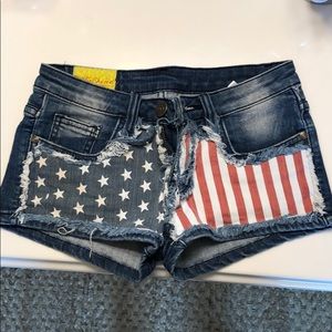 Denim American Flag Shorts